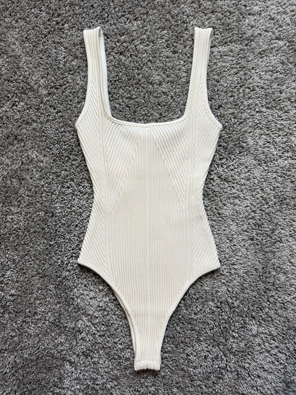 Zara Cream Ribbed Bodysuit